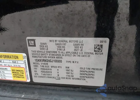 2016 GMC Acadia Slt-1 z USA, uszkodzony, nr VIN 1GKKVRKD9GJ166900